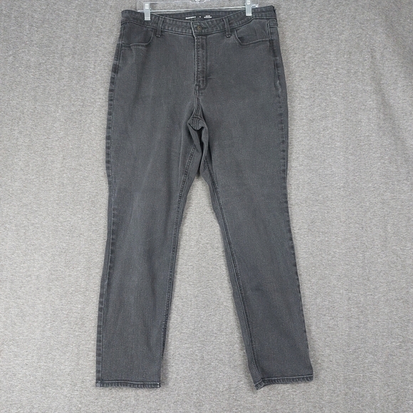 OLD NAVY JEANS WOMENS BLACK HIGH RISE STRAIGHT LEG DENIM PANTS SIZE 16 - Picture 1 of 9